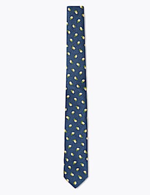 Skinny Lemon Print Tie