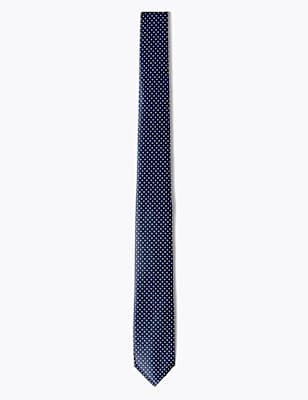 Skinny Woven Polka Dot Tie
