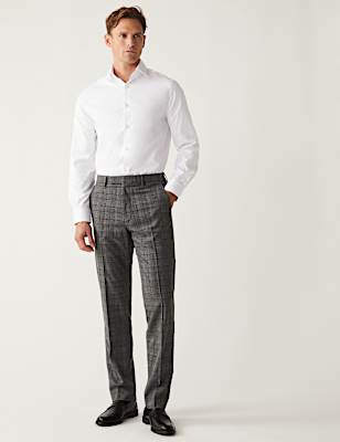Regular Fit Check Stretch Suit Trousers