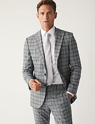 Slim Fit Check Suit Jacket