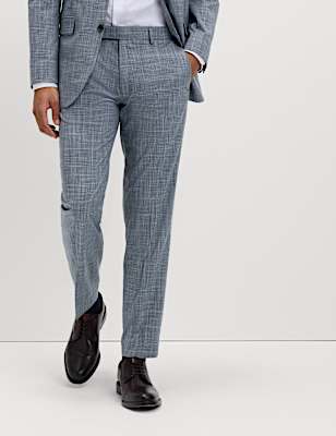 Tailored Fit Check Stretch Trousers