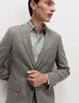 Tailored Fit Textured Stretch Suit Jacket