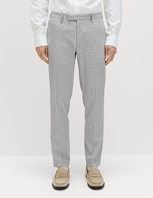 Tailored Fit Textured Stretch Suit Trousers
