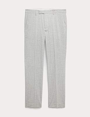 Tailored Fit Textured Stretch Suit Trousers