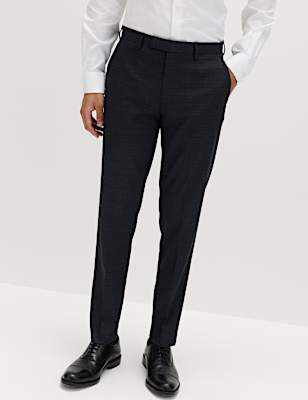 Slim Fit Textured Stretch Suit Trousers