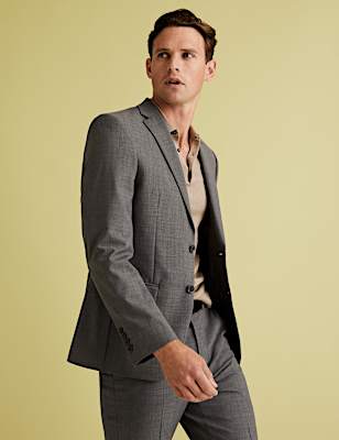 Tailored Fit Wool Blend Suit Jacket
