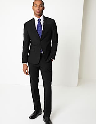 Black Slim Fit Wool Trousers