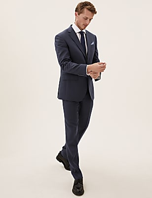 Navy Regular Fit Wool Rich Jacket