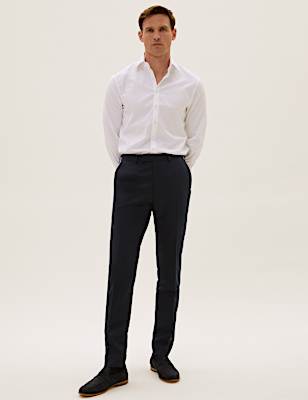 Navy Slim Fit Wool Rich Trousers