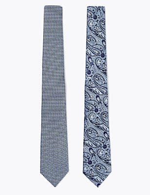 2 Pack Slim Woven Check & Paisley Ties