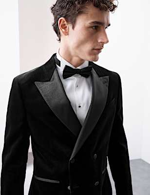 Pure Cotton Velvet Double Breasted Blazer