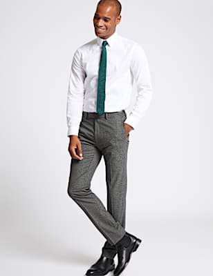 Grey Textured Skinny Fit Trousers