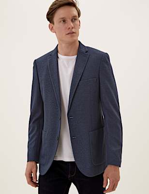 Slim Fit Textured Jacket with Stretch