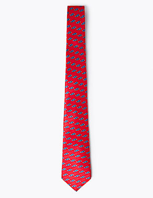 Car Print Pure Silk Tie