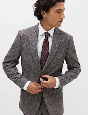 Tailored Fit Micro Check Suit Jacket