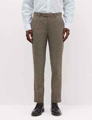 Slim Fit Striped Suit Trousers