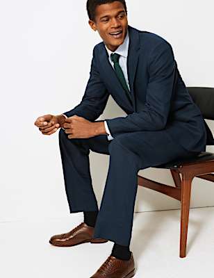 Textured Regular Fit Linen Suit Jacket