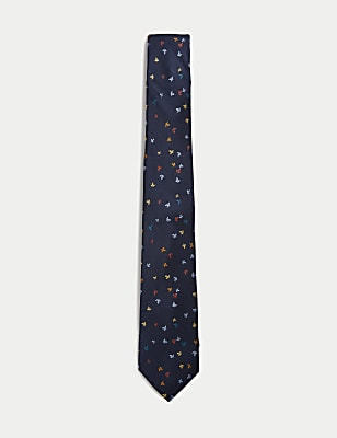 Leaf Print Pure Silk Tie