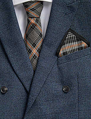 Check Wool Rich Tie & Handkerchief Set