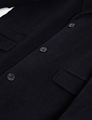 Wool Rich Revere Overcoat with Cashmere