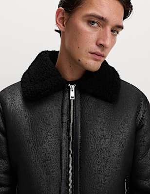 Faux Leather Aviator Jacket