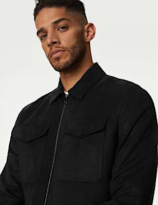 Faux Suede Harrington Jacket