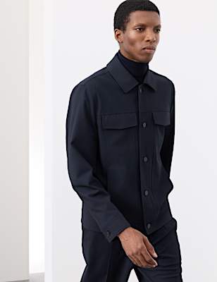 Textured Technical Twill Trucker Jacket