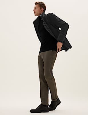 Moleskin Funnel Neck Overcoat