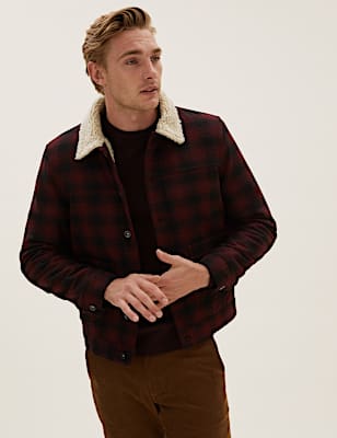 Wool Blend Borg Lined Utility Jacket