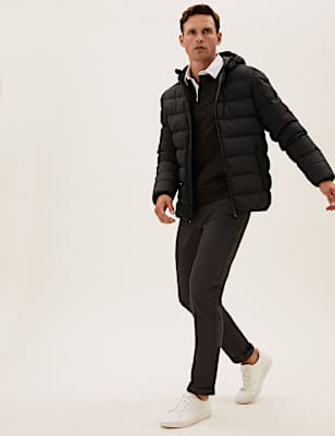 Hooded Feather and Down Puffer Jacket