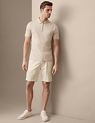 Cotton Linen Elasticated Waist Chino Shorts