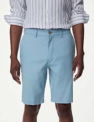 Linen Mix Plain Regular Fit Shorts