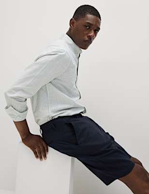 Linen Mix Plain Regular Fit Shorts