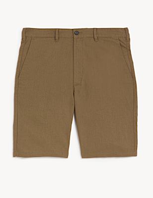 Linen Mix Plain Regular Fit Shorts