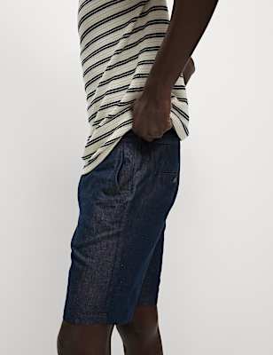 Regular Fit Cotton Linen Blend Chino Shorts