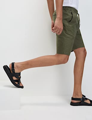 Cotton Linen Blend Elasticated Waist Shorts