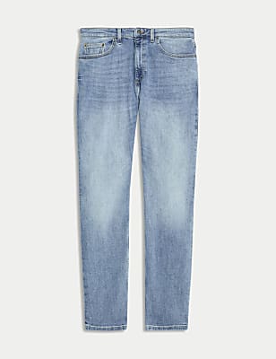 Straight Fit Vintage Wash Stretch Jeans