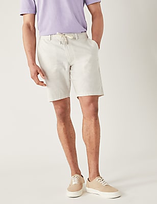 Linen Blend Half-Elasticated Waist Shorts
