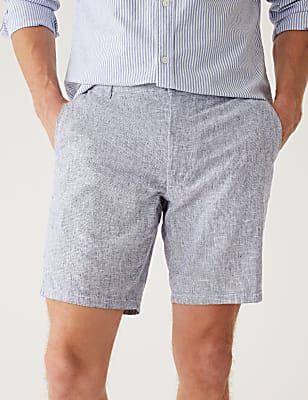 Linen Rich Half-Elasticated Waist Shorts