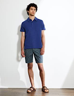 Cotton And Linen Striped Drawstring Shorts