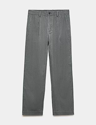 Cotton Rich Relaxed Pleat Front Trousers