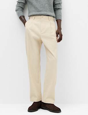 Cotton Rich Relaxed Pleat Front Trousers