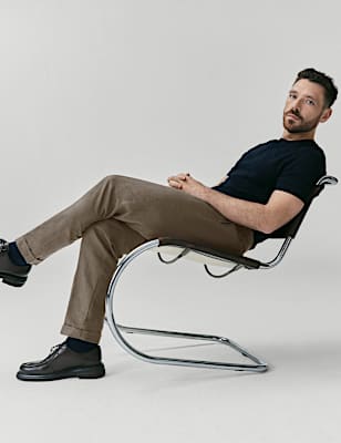 Tapered Fit Cotton Linen Blend Trousers