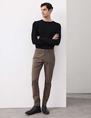 Slim Fit Performance Twill 5 Pocket Trousers