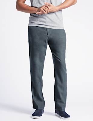 Regular Fit Linen Rich Trousers