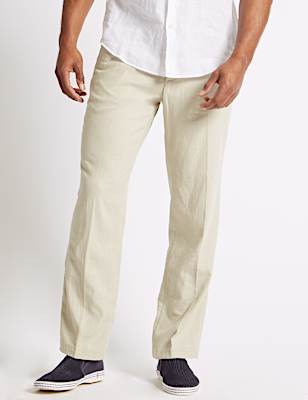 Regular Fit Linen Rich Trousers