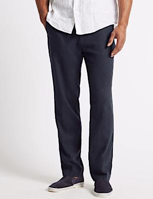 Regular Fit Linen Rich Trousers