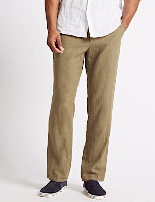 Regular Fit Linen Rich Trousers