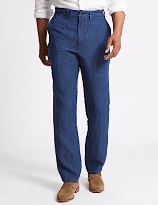 Tailored Fit Pure Linen Trousers