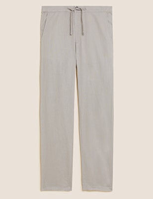 Linen Mix Plain Regular Fit Trouser